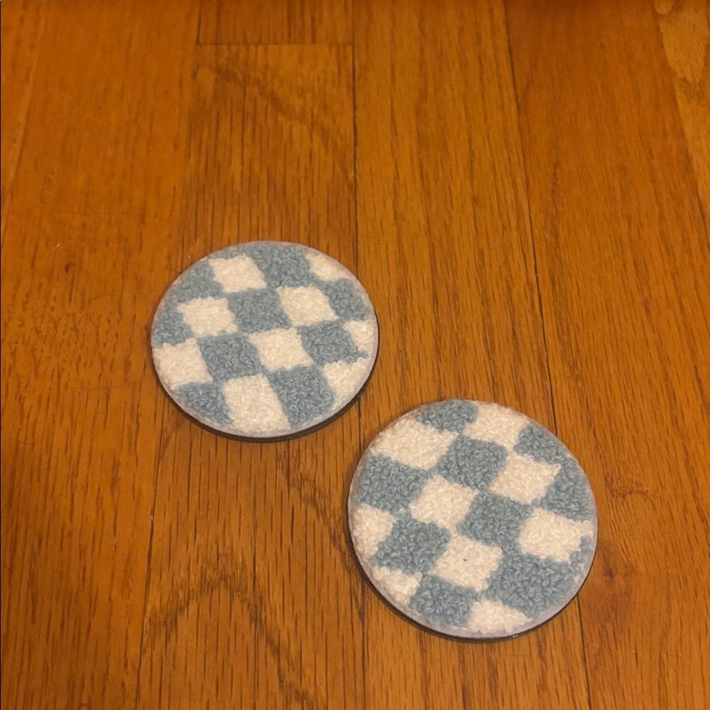 Source Unknown Blue and White Checkered Coasters